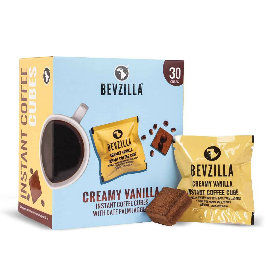 Bevzilla Instant Coffee Cubes Pack with Organic Date Palm Jaggery - Creamy Vanilla - Distacart