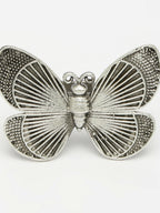NVR Women's Silver-Toned Butterfly Shape Adjustable Finger Ring