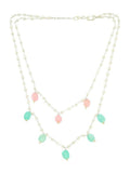 Beaded Green and Pink Motif Necklace - Ruby Raang