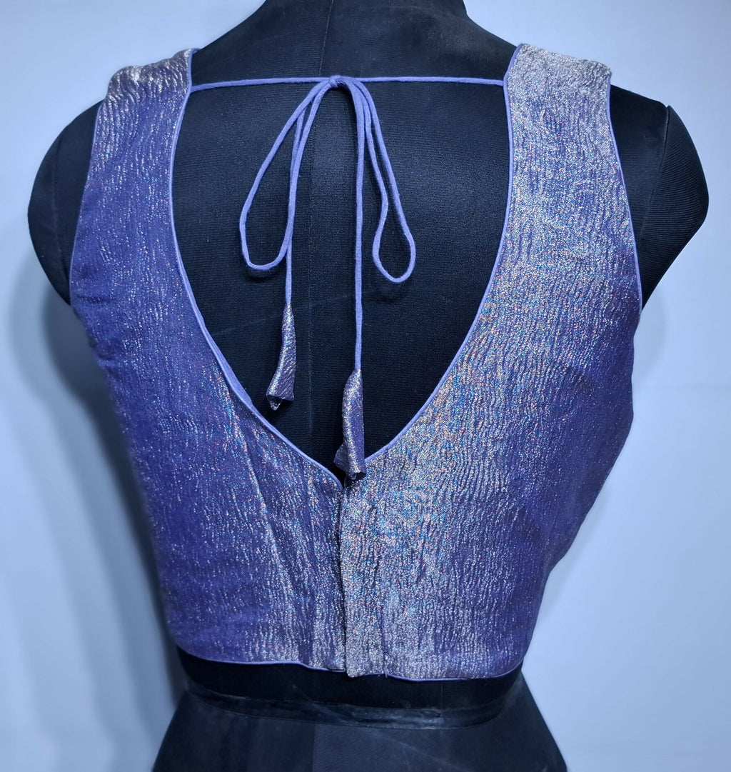 Kia Fashions Lilac Crush Tissue Self Design Readymade Blouse - Distacart