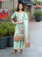 Joban Fashion Sky Blue Positive Digital Print With Position Foil Kurta Set - Distacart