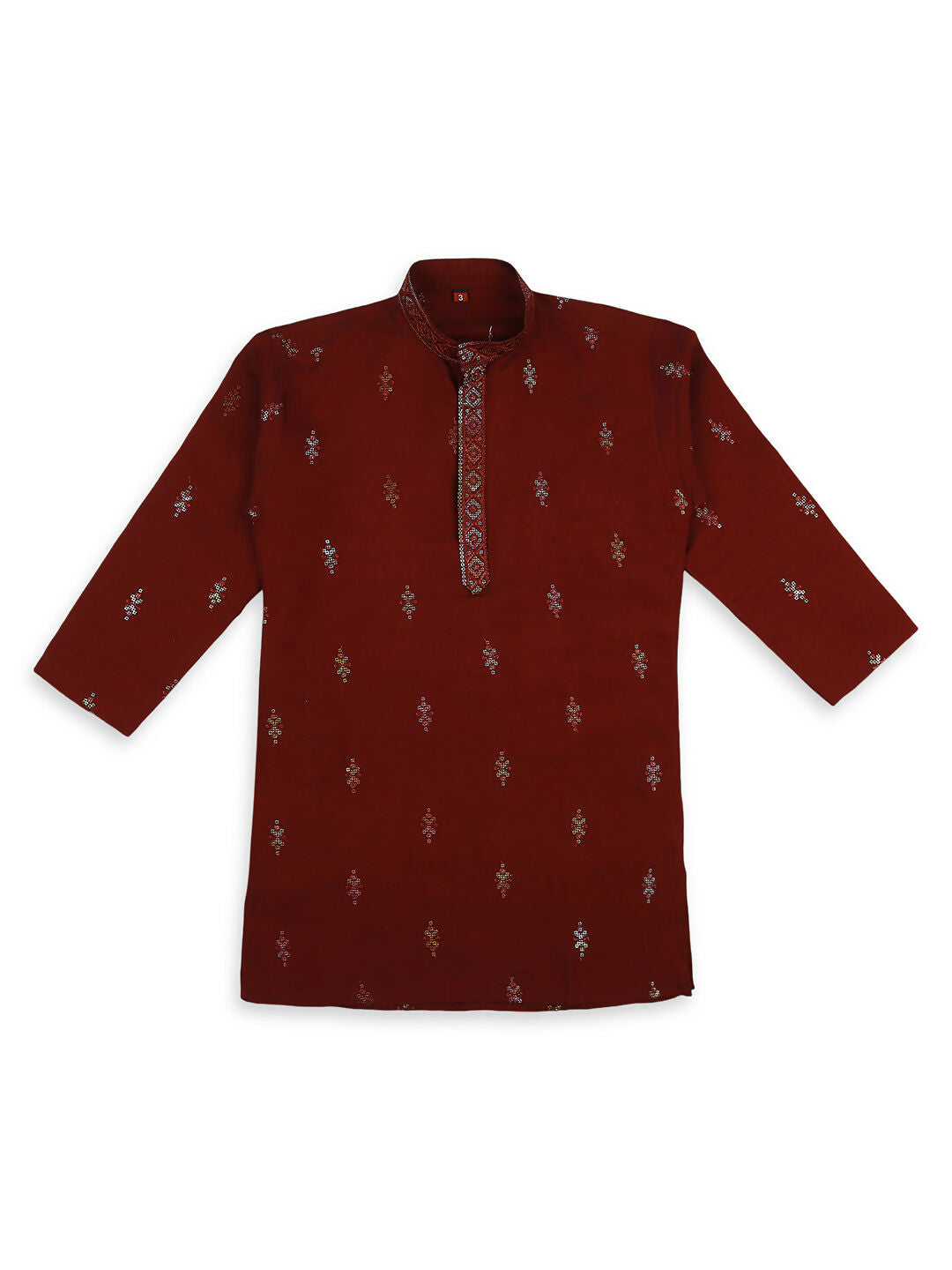 Joban Fashion Kids Island Traditional Ethnic Wear with Silk Sequence Embroidery Full Sleeves Kurta and Pyjama Set - Maroon - Distacart