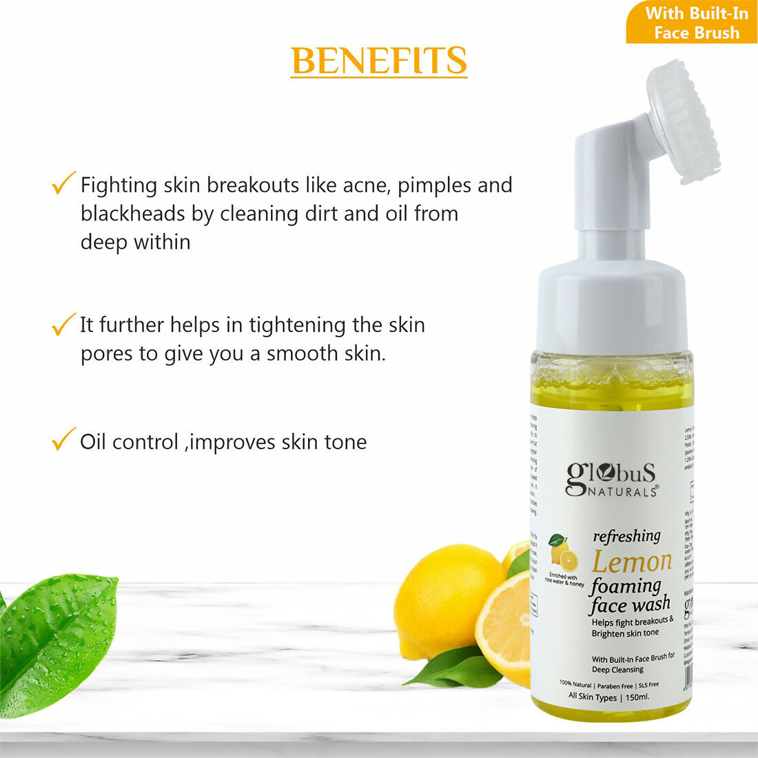 Globus Naturals Brush Lemon Face wash - Distacart