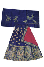 Dwiden Navy Blue Gulab Tafetta Sattin Semi-Stitched Girl's Lehenga Choli