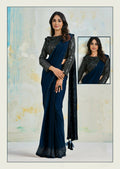Satin Silk Crepe Saree With Stitched Blouse - Mohmanthan Royal