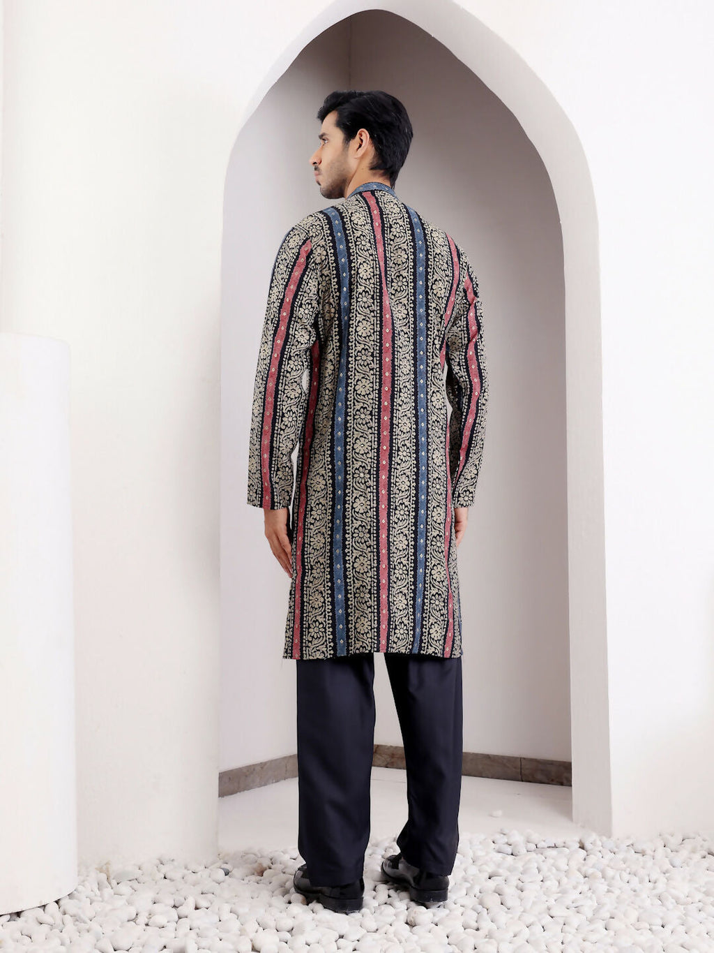 Multicolor Modal Silk Designer Printed Men's Kurta - Mahotsav