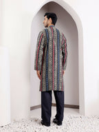 Multicolor Modal Silk Designer Printed Men's Kurta - Mahotsav