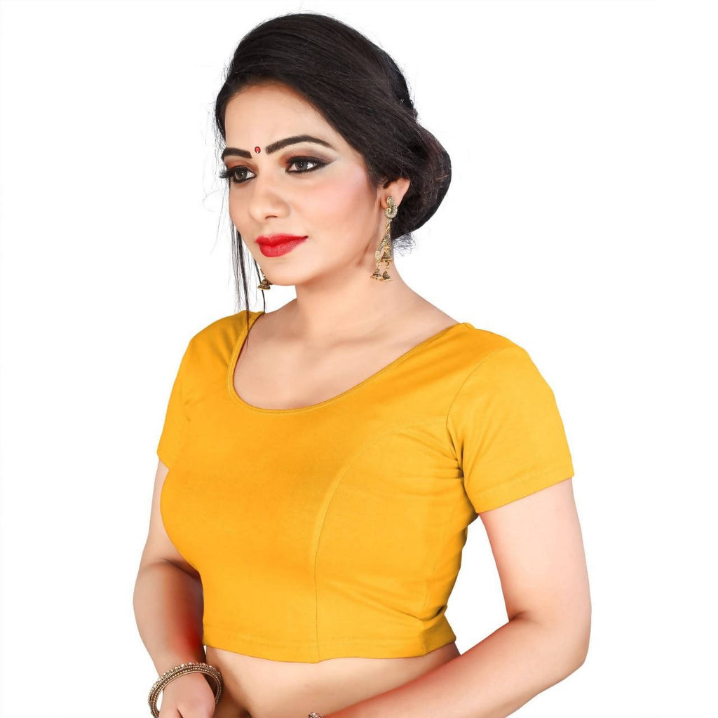 Vamika Mustard Lycra Plain Blouse - Distacart