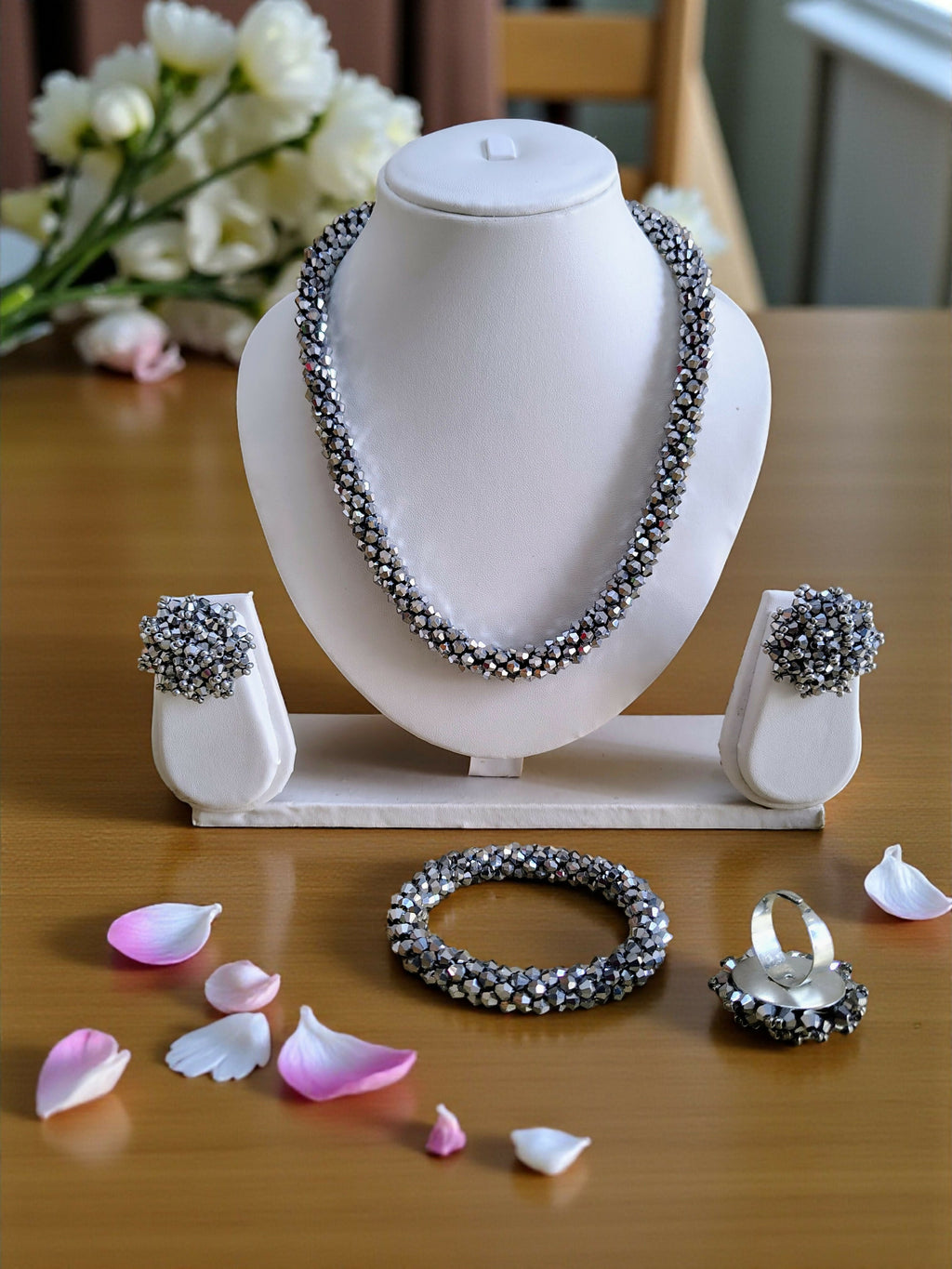 Inhanns Rangshine 4-In-1 Crystal Glam Set - Handmade - Silver