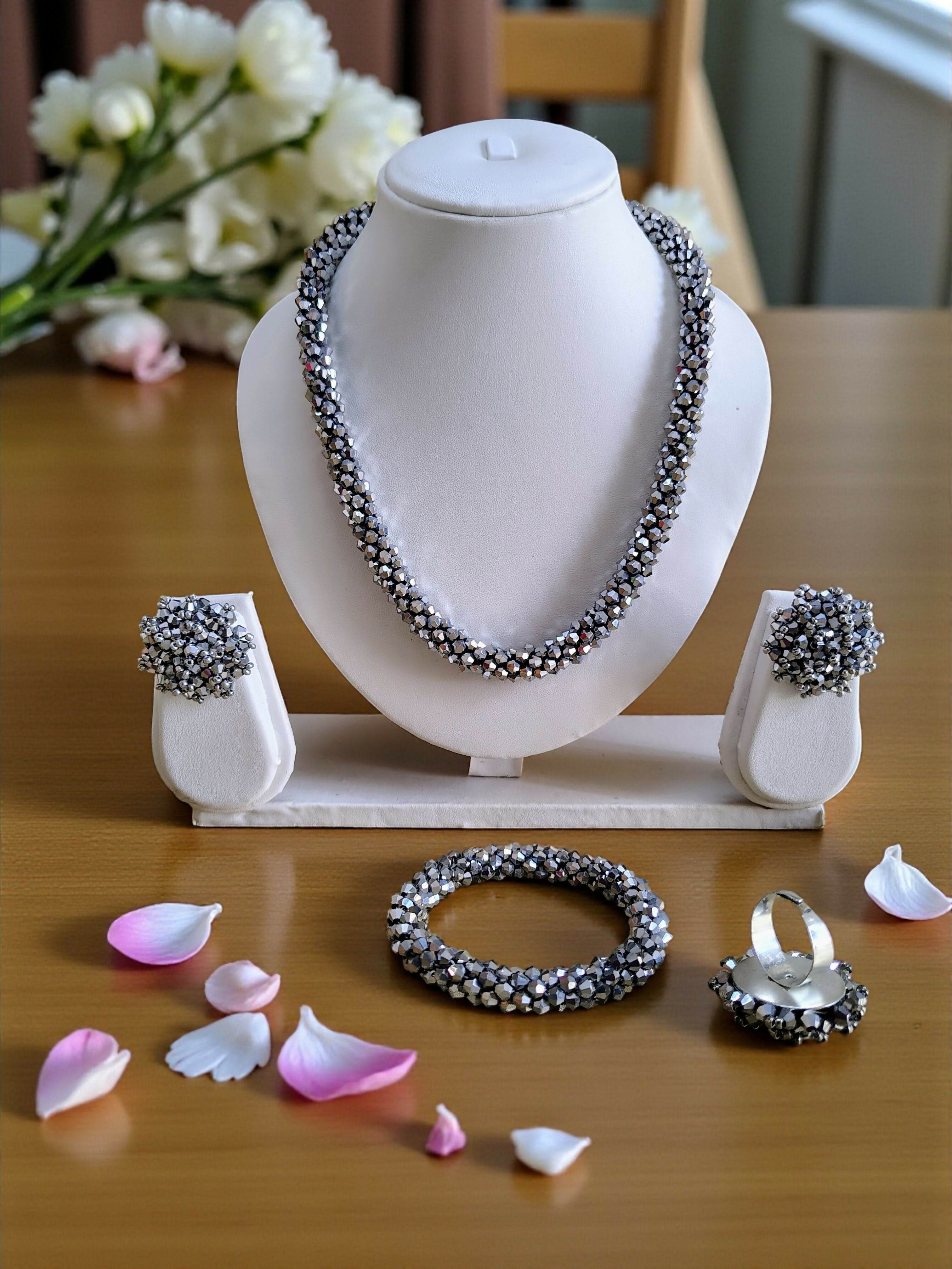 Inhanns Rangshine 4-In-1 Crystal Glam Set - Handmade - Silver