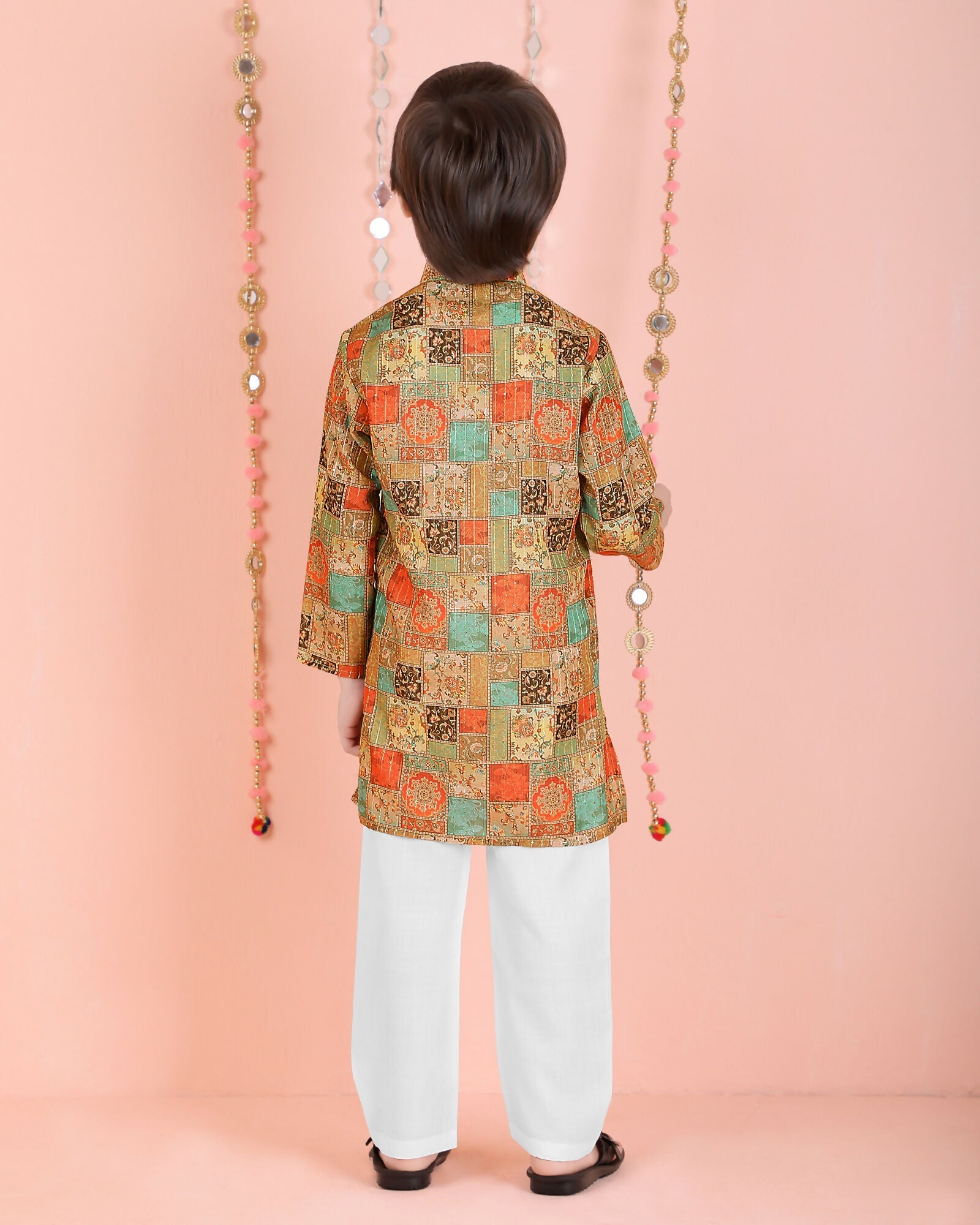 Joban Fashion Kids Island Cotton Full Sleeves Printed Kurta and Pyjama- Multi