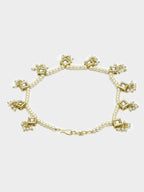 White Gold-Toned Plated Kundan Anklets Set Of 2 - Ruby Raang - Distacart