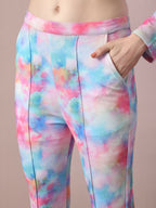 Myshka Women's Multi Printed Round Neck Party Top With Trousers Co-ord set