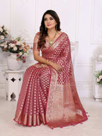 Aastha Fashion Light Pink Organza Silk Weaving Saree - Distacart