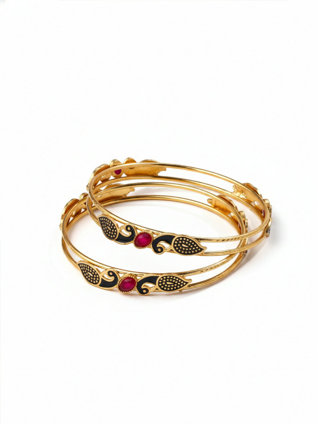 NVR Women Set of 2 Gold Plated Handcrafted Kada Bangle - Distacart