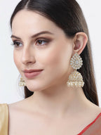 NVR Women Gold-Plated Handcrafted Kundan Jhumka Earrings - Distacart