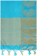Mimosa Women's Banarasi Tussar Silk Turquoise Blue Saree - Distacart