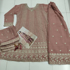 Anaita Peach Heavy Fox Georgette Stitched Suit with Sequence Work - Distacart