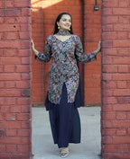 Joban Fashion Blue Silk Embroidered Sharara Set - Distacart