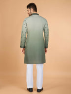 Vastranavya Ombre Green Premium Viscose Silk Thread & Sequence Embroidery work Kurta