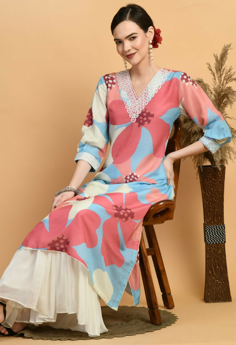 Joban Fashion Print Maslin Kurta Set