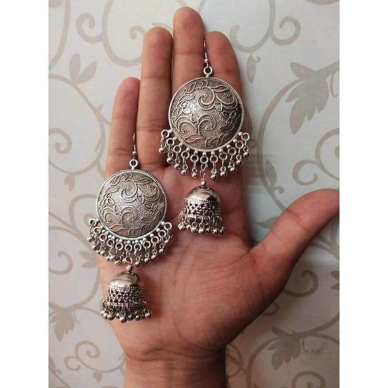 Women's Ethnic Wear Round Shape Hook Earrings With Jhumka
