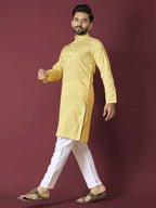 Anaita Yellow Solid Soft Jacquard Silk Straight Kurta
