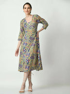 Myshka Women's Multi Floral Printed A-Line Dress - Distacart