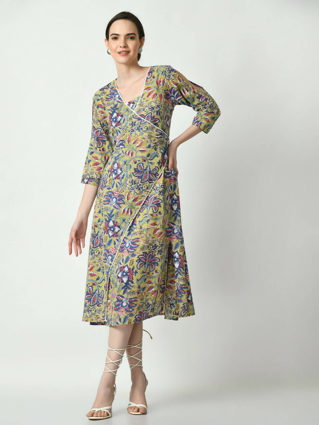 Myshka Women's Multi Floral Printed A-Line Dress - Distacart