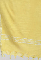 Mominos Fashion Moeza Women's Linen Cotton Silver Border Lemon Yellow Dupatta - Distacart