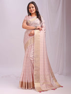 Shree Shyam Fashion Organza Peach Saree - Distacart