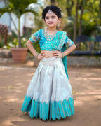 Jyoti Fashion Classy Sky Blue Heavy Chenille Sequins Embroidered Kids Lehenga Choli Set