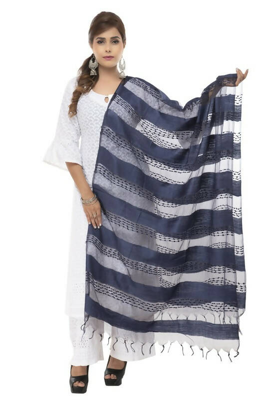 Mominos Fashion Moeza Cotton Payal Design Navy Blue Dupatta