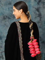 Ruby Raang Gold Gota Pati Work And Pink Rosses With Black Thread & Golden Stones - Distacart