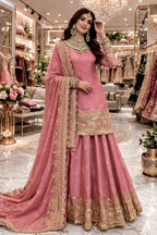 Teeya Creation Pink Color Fendy Satin Heavy Embroidery Work Wedding Wear Stitched Lehenga Choli - Distacart