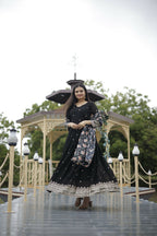 Aayaa Designer Embroidery Zari Sequins-Work Faux Blooming Georgette Suit - Black - Distacart