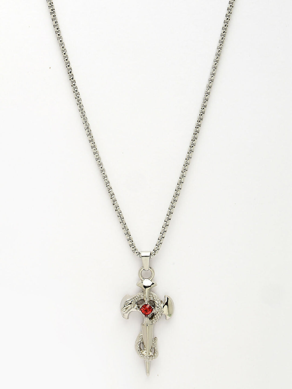 NVR Men's Silver-Plated Stainless Steel Pendant with Chain