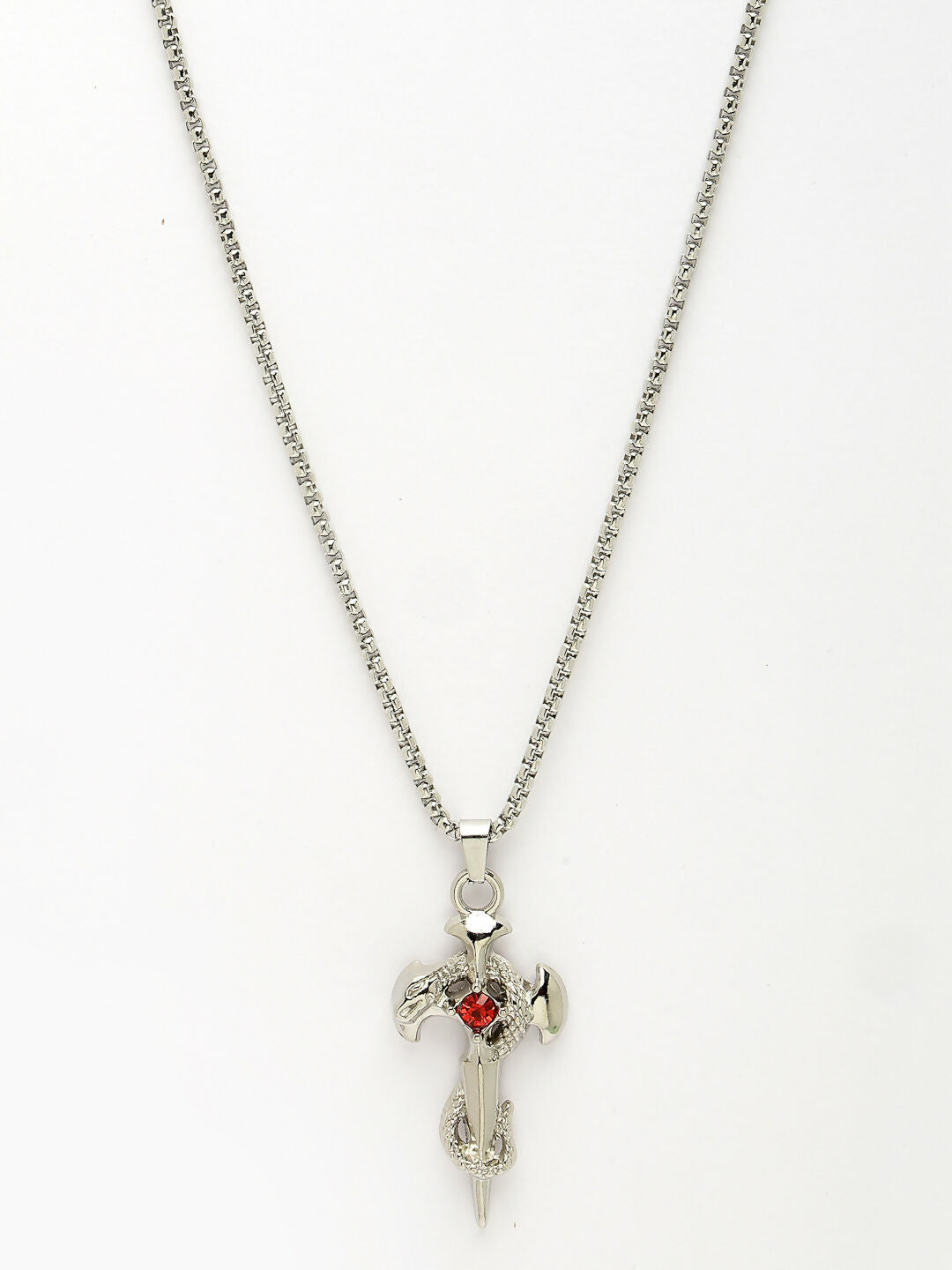 NVR Men's Silver-Plated Stainless Steel Pendant with Chain