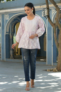Juniper Women's Lavender Cambric Placement Floral Printed Tunic - Distacart
