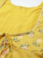 Ahalyaa Women Yellow Floral Fit & Flare Maxi Ethnic Dress - Distacart