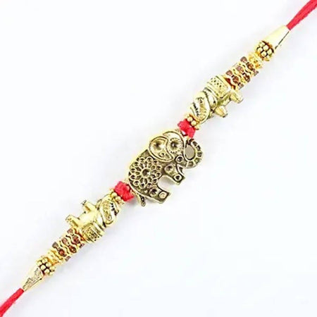 Ethnic Elephant Pearl Rakhi & Soan Papdi