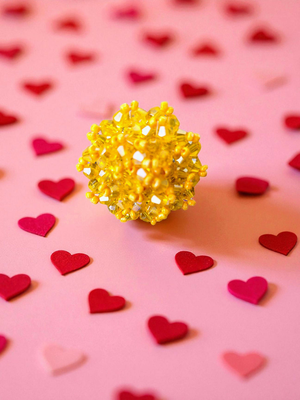 Inhanns Rang-E-Roshan Adjustable Ring – Handmade Crystal Statement Ring - Yellow
