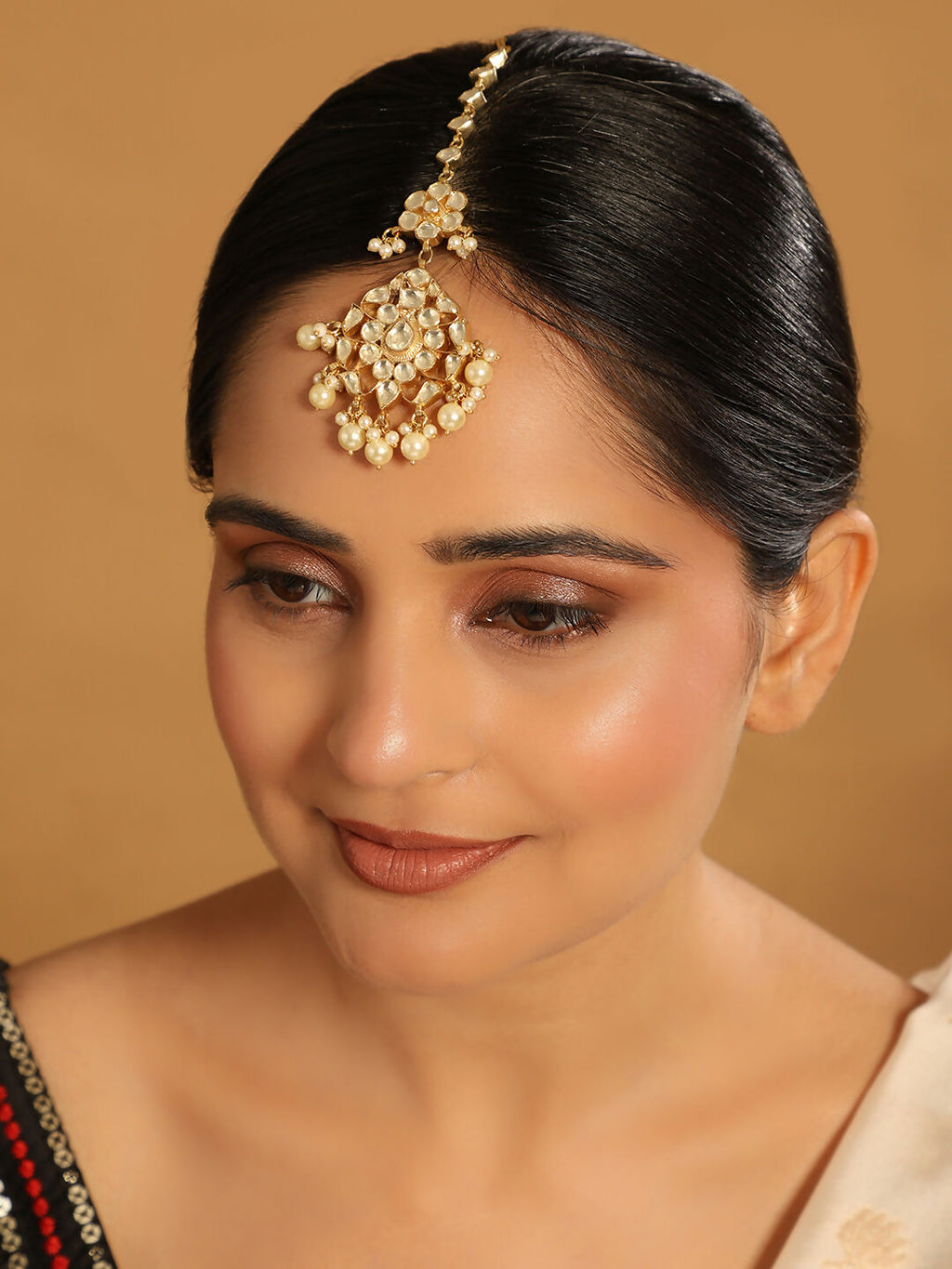 Nuyug 22K Gold-Plated Kundan Studded Maang Tikka Head Jewellery - Distacart