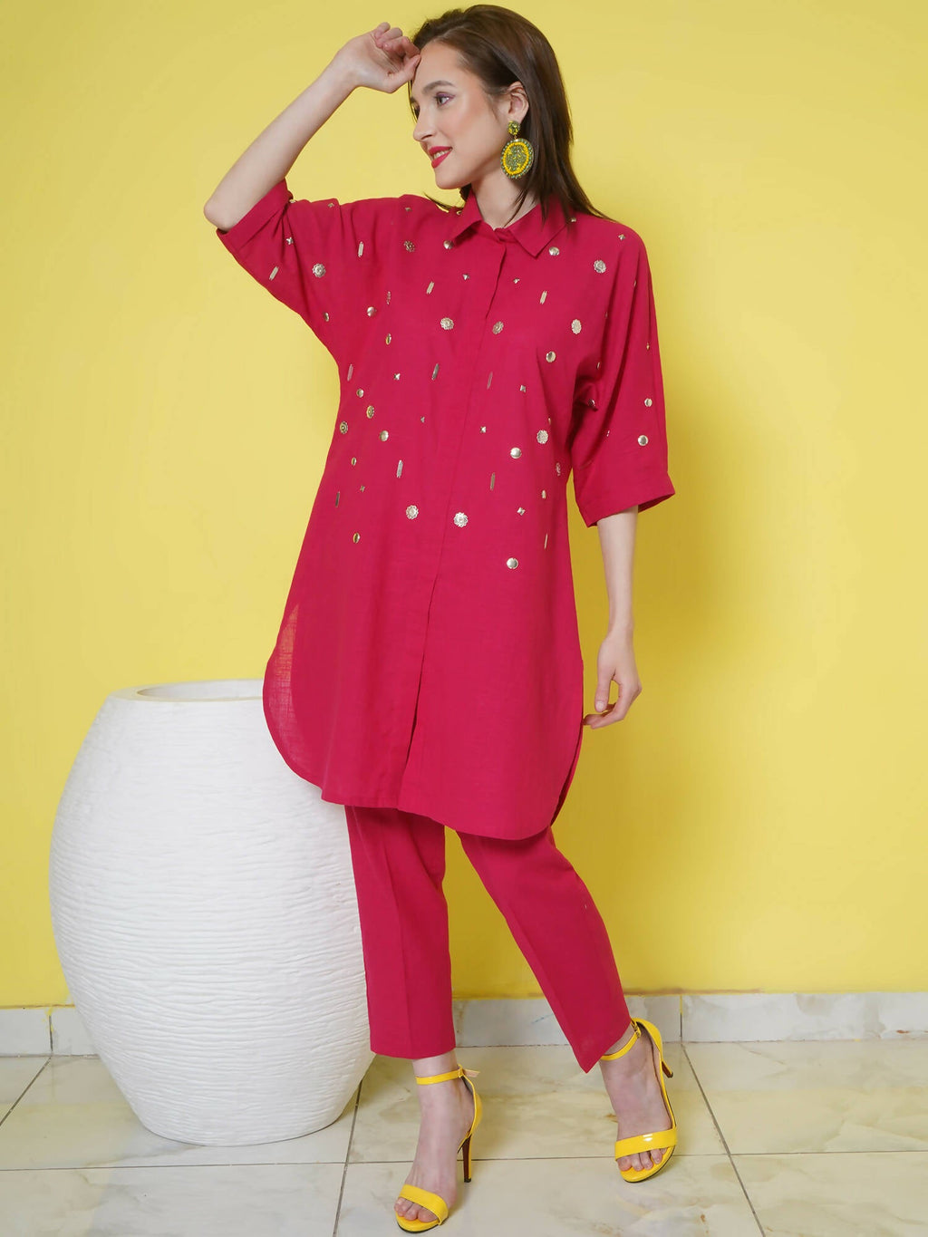 Women Republic Pink Cotton Embellished Kurta Set - Distacart