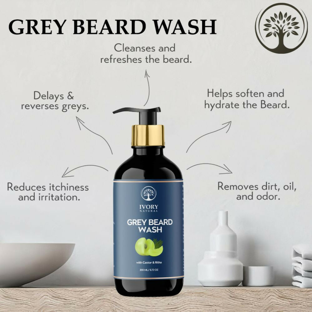 Ivory Natural Grey Beard Wash For Beard Graying And Restoring Beard'S Natural Black Shade - Distacart