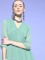 Janasya Green Woven Design Dobby Weave Kurta - Distacart