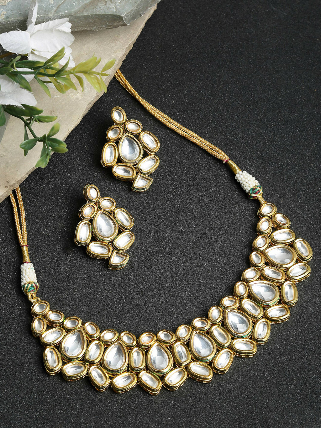 Kundan Choker With Earrings - Ruby Raang - Distacart