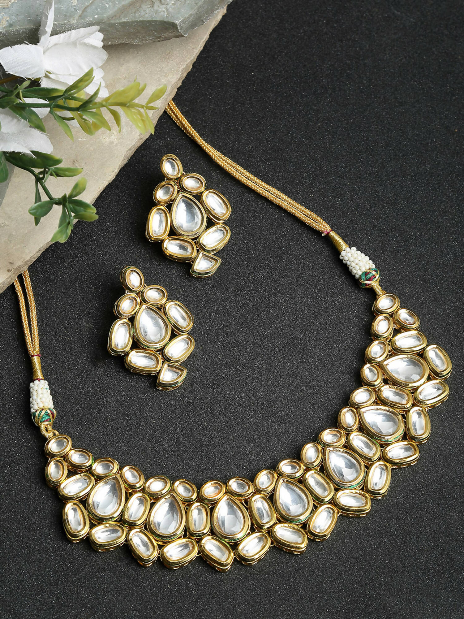 Kundan Choker With Earrings - Ruby Raang - Distacart