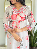 The52 Women's Beautiful Rayon Fabric Printed Work Straight Kurta Pant and Dupatta Set - Distacart