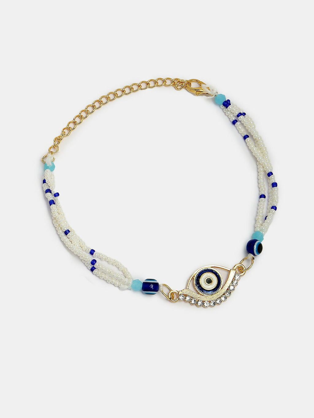 NVR Women & Men Set of 2 Blue Evil Eye Bhaiya Bhabhi Rakhi Set With Roli Chawal & Chocolate - Distacart